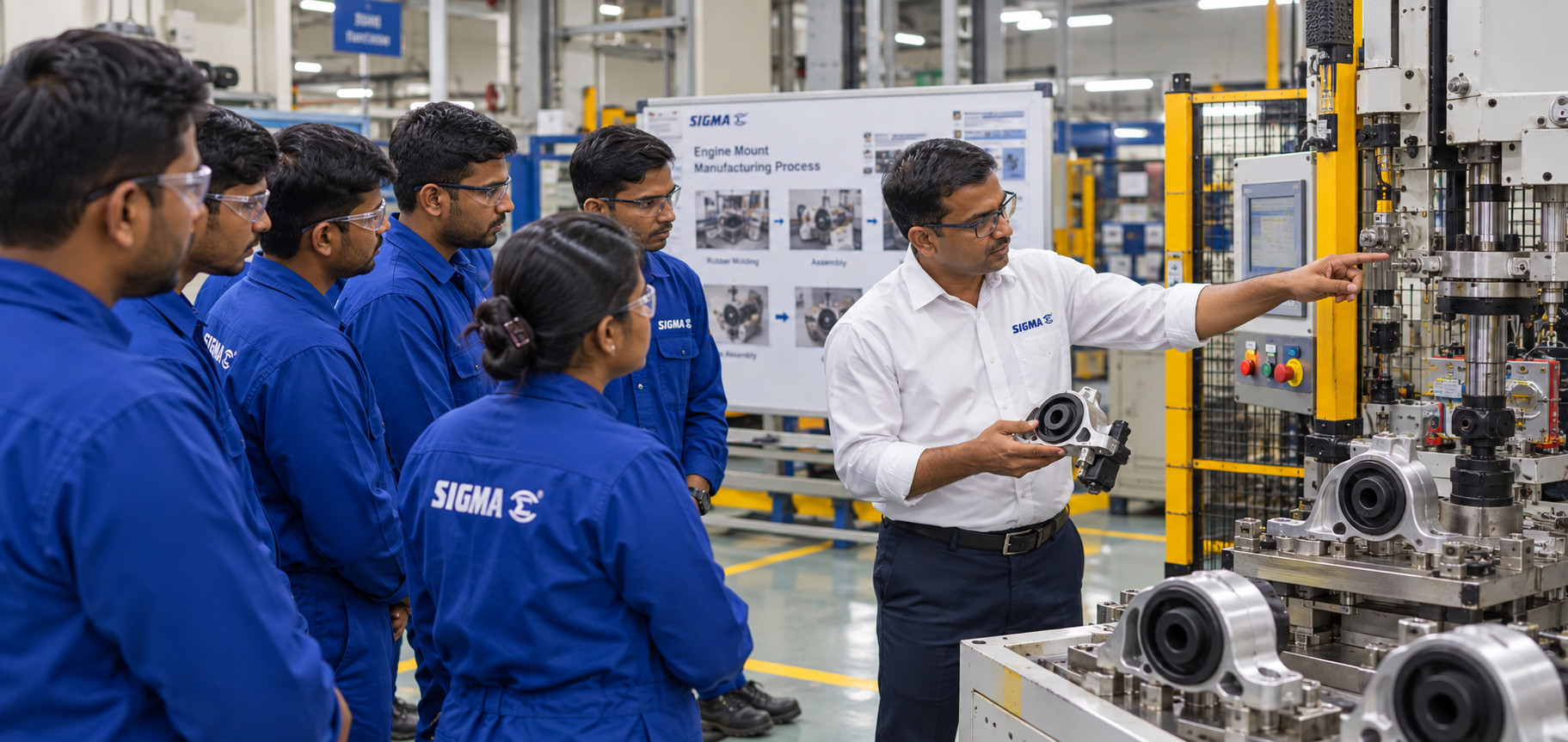 Robotic equipment in an automotive manufacturing plant — illustrative stock photograph